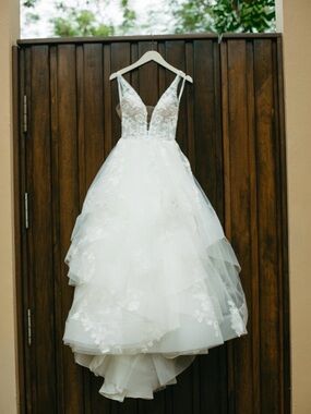 White Lace Ball Gown Wedding Dress